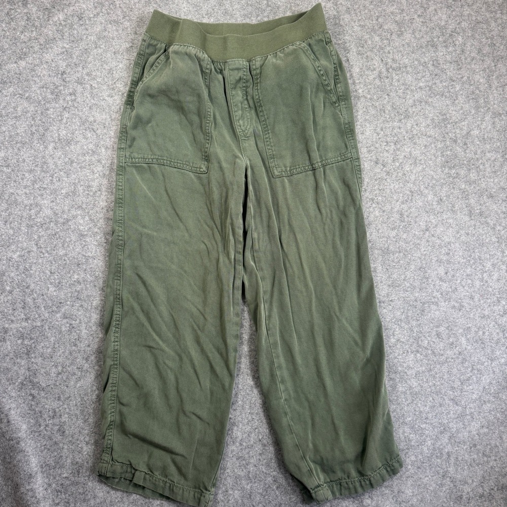 St. John's Bay Womens Wide Leg Pull On Pants Size S Olive Green Tencel Lyocell